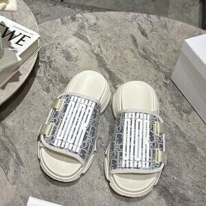 Dior platform embroidered slippers summer sandals